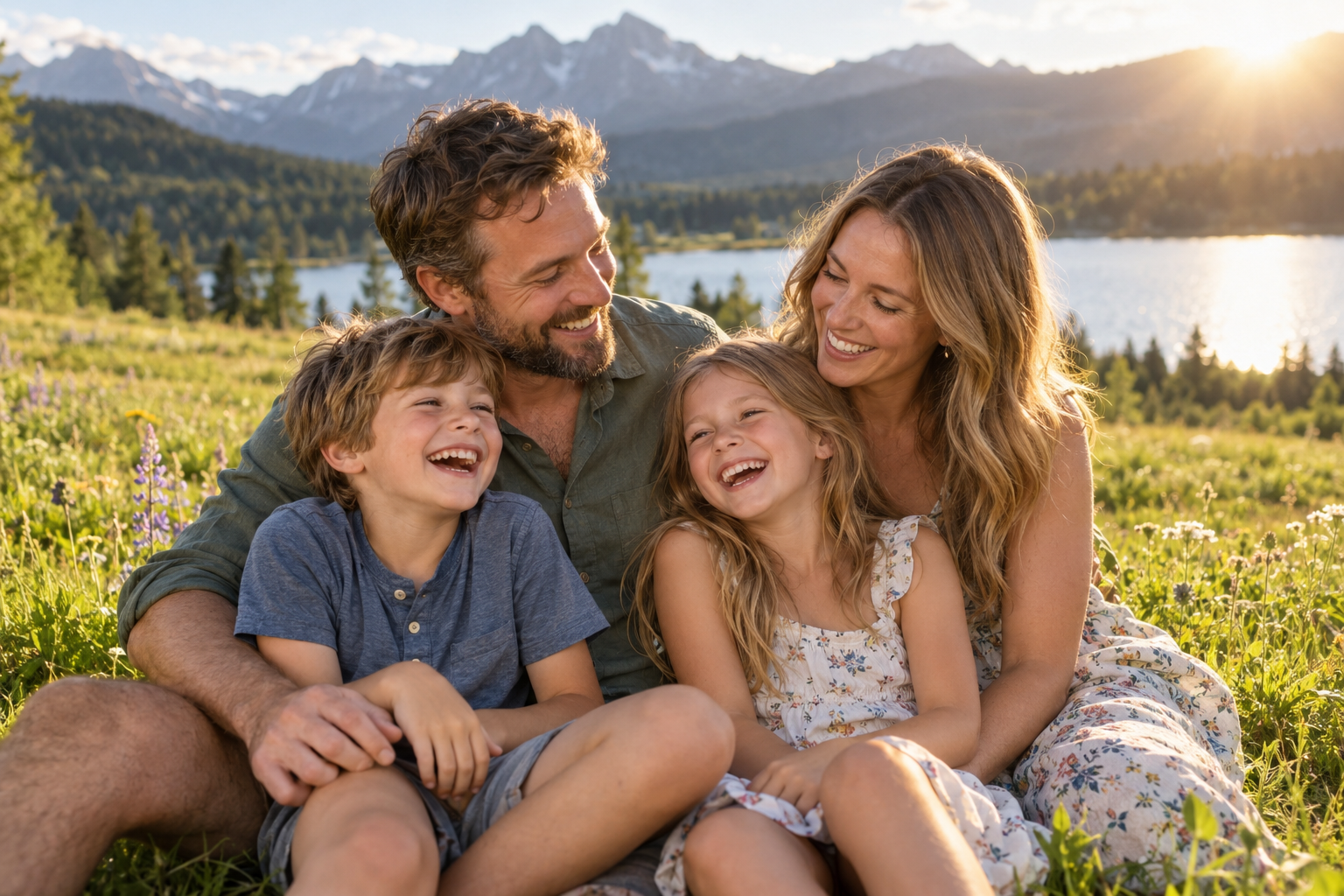 Family in the sunshine